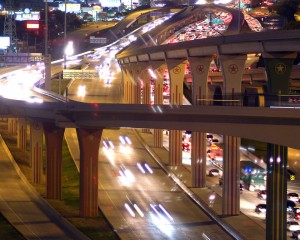 Dallas High 5 interchange at night