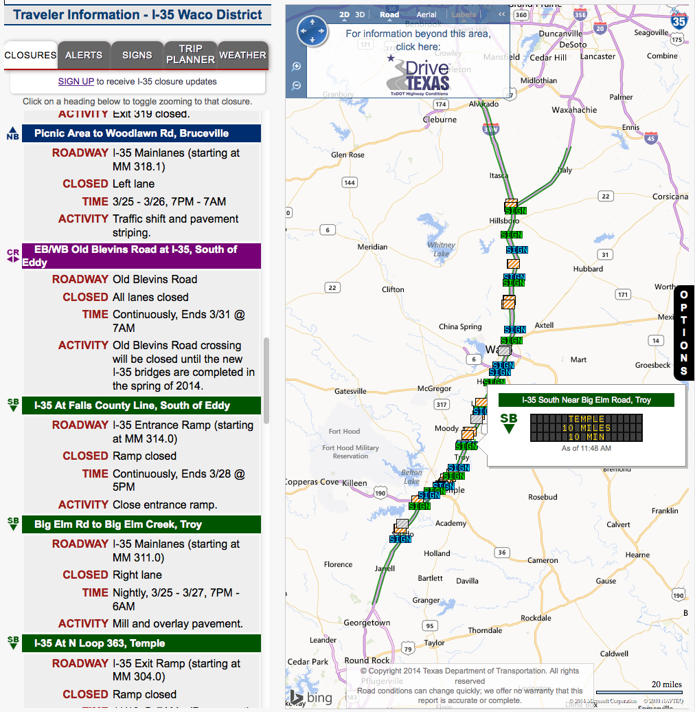 travel conditions i 35 south