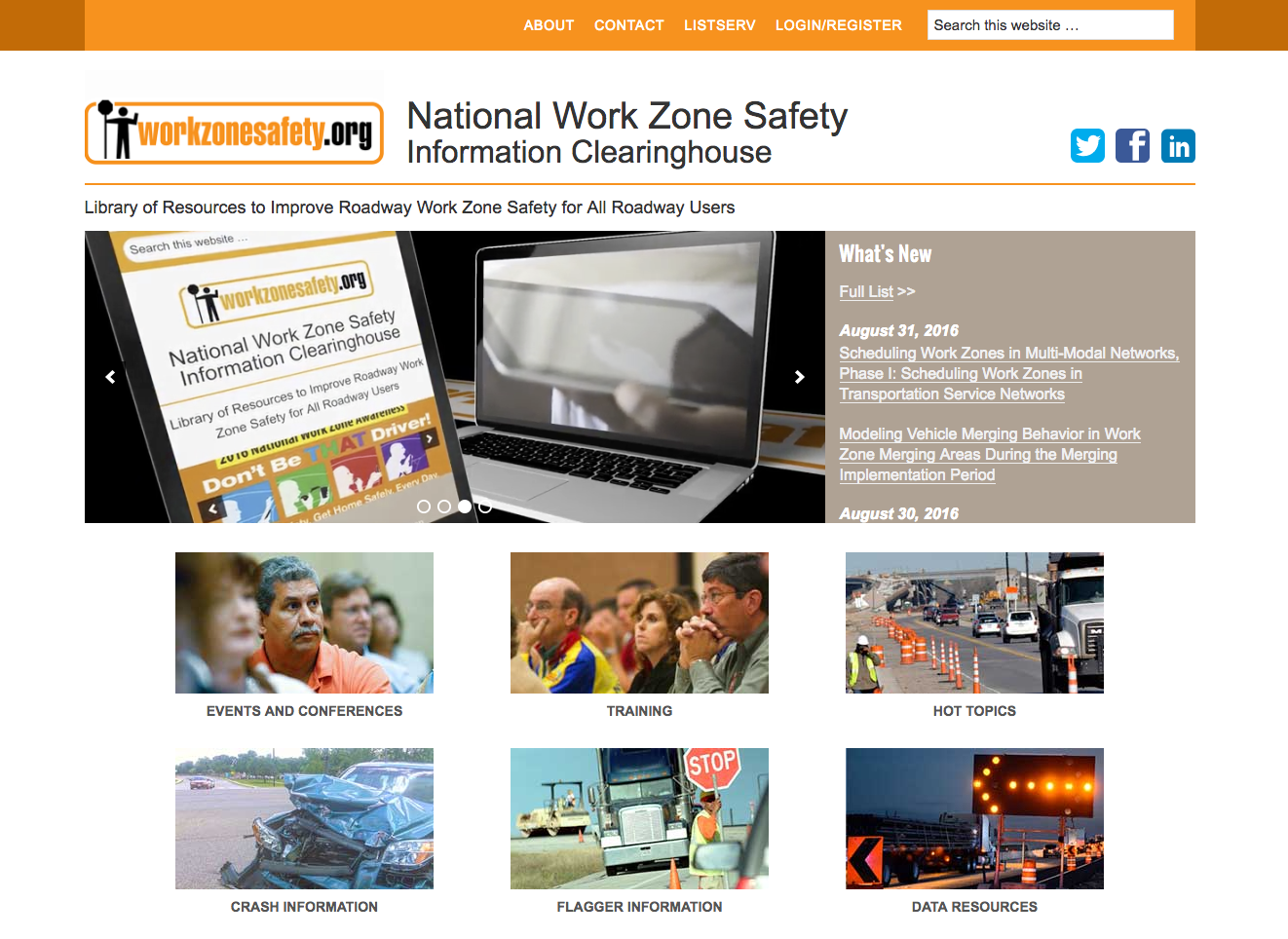National Work Zone Safety Clearinghouse website